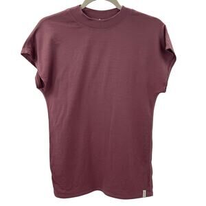 Ecologyst Merino Wool Short Sleeve Mock Neck Tee Mauve XS